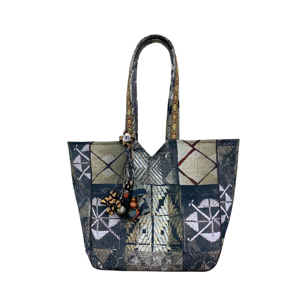 Neo phulkari black and white canteen bag main image 1